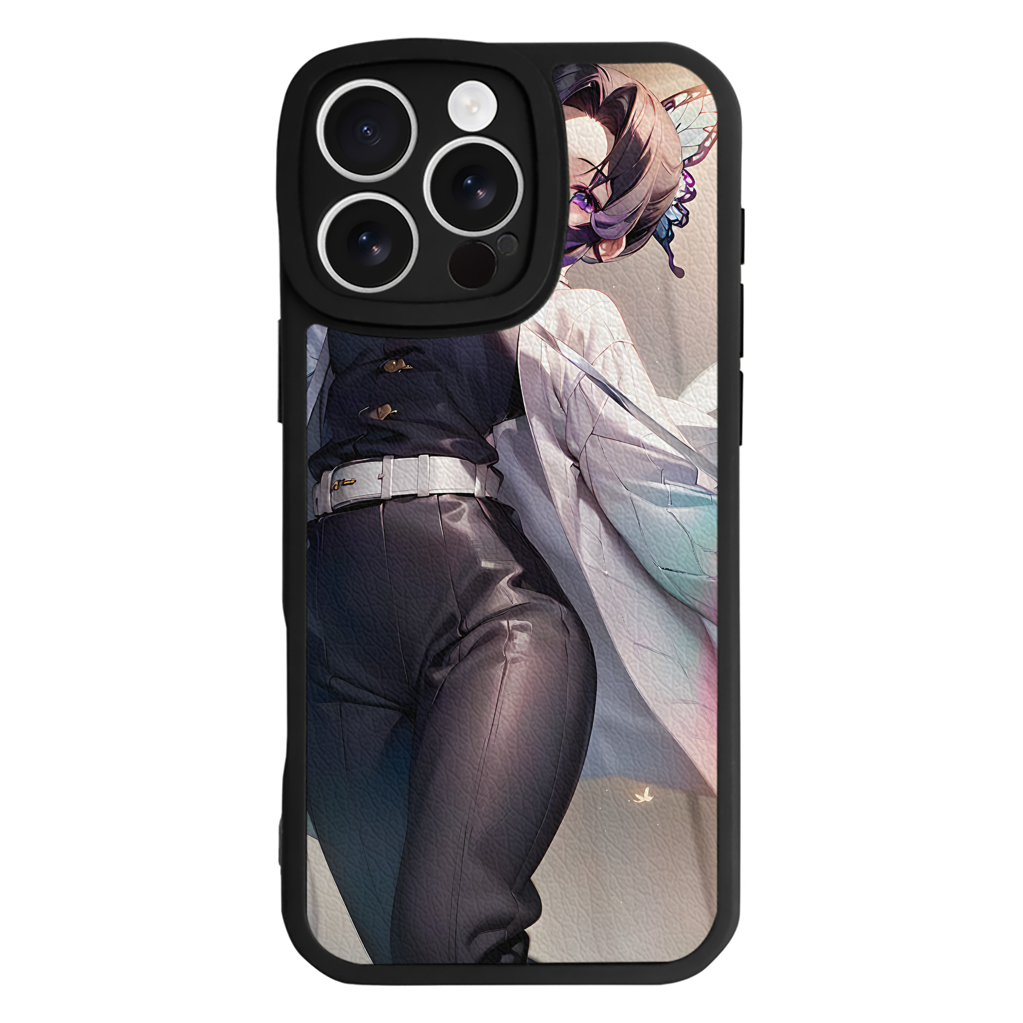 （画像用） 鬼滅の刃（きめつのやいば）蟲柱-胡蝶 しのぶ／こちょう しのぶ Kochou Shinobu 【iPhone 16シリーズ対応】シリコンスマホケース（レザー調） 材質：シリコン